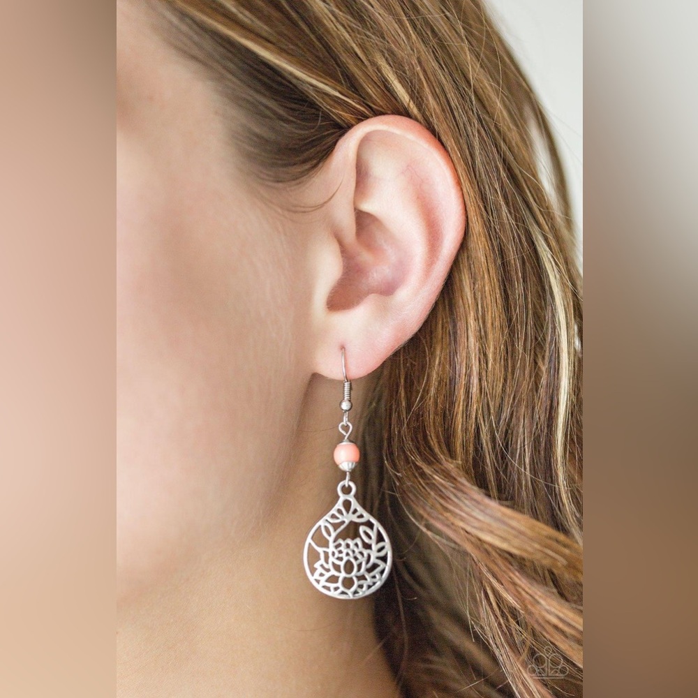 Paparazzi Silver and Pink Filigree Earrings